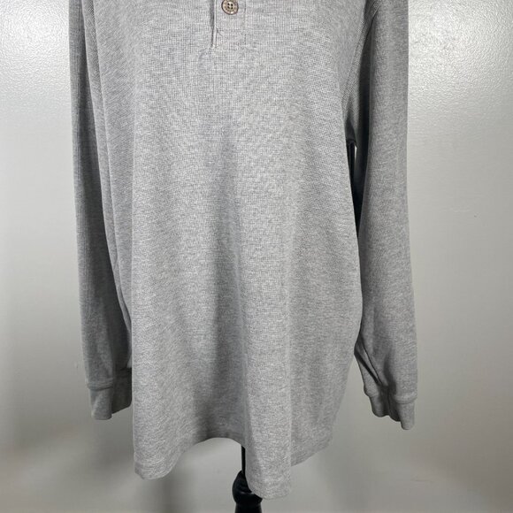 L.L. Bean Thermal Shirt Men's LT Gray Waffle Knit Traditional Fit Henley Neck - Picture 5 of 15